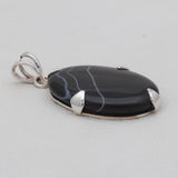 Black Banded Agate Silver Pendants