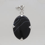 Black Banded Agate Silver Pendants