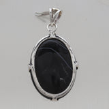 Black Banded Agate Silver Pendants