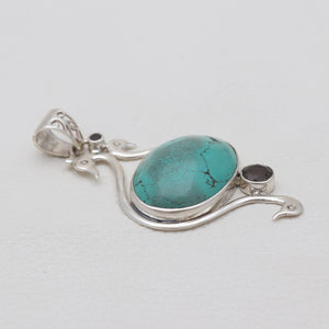 Tibetan Turquoise Silver Duck Pendants