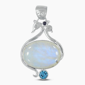 Rainbow Moonstone Silver Pendants