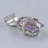 Amethyst Faceted Cut Stone Silver Pendant