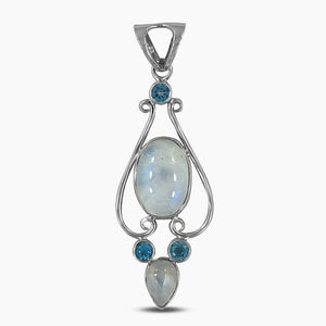 Rainbow Moonstone Silver Pendants