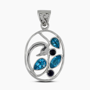 925 Silver Blue Topaz Pendants