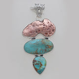 Boulder Turquoise & Copper Silver Pendants