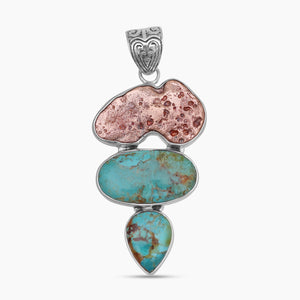 Boulder Turquoise & Copper Silver Pendants