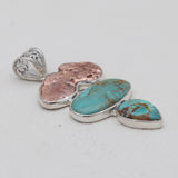 Boulder Turquoise & Copper Silver Pendants