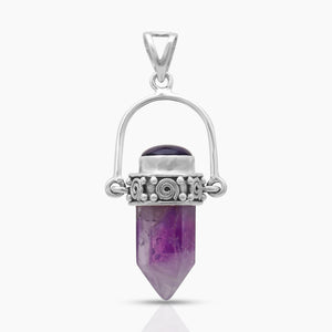 Natural Amethyst Silver Pencil Pendants