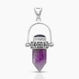Natural Amethyst Silver Pencil Pendants