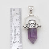 Natural Amethyst Silver Pencil Pendants