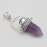 Natural Amethyst Silver Pencil Pendants
