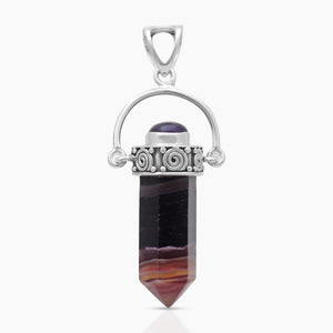 Natural Amethyst Silver Pencil Pendants