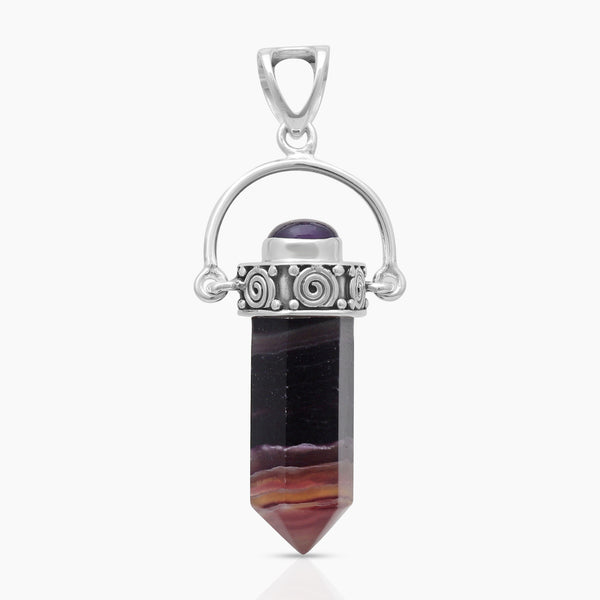 Natural Amethyst Silver Pencil Pendants