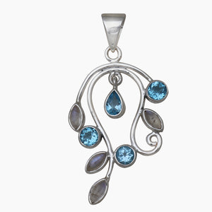 925 Silver Blue Topaz Pendants