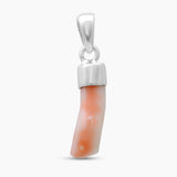 Natural Red Coral Stick Silver Pendants