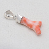 Natural Red Coral Stick Silver Pendants