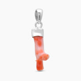 Natural Red Coral Stick Silver Pendants
