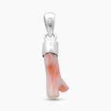 Natural Red Coral Stick Silver Pendants