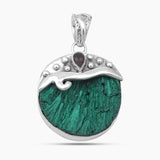 925 Sterling Silver Malachite Fiber Pendants
