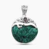 925 Sterling Silver Malachite Fiber Pendants