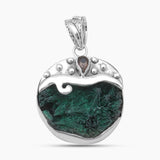 925 Sterling Silver Malachite Fiber Pendants