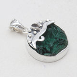 925 Sterling Silver Malachite Fiber Pendants