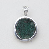 925 Sterling Silver Malachite Fiber Pendants