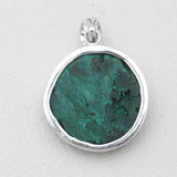 925 Sterling Silver Malachite Fiber Pendants