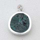 925 Sterling Silver Malachite Fiber Pendants