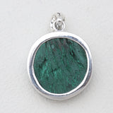 925 Sterling Silver Malachite Fiber Pendants
