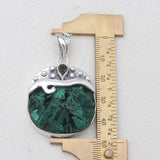 925 Sterling Silver Malachite Fiber Pendants