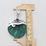 925 Sterling Silver Malachite Fiber Pendants
