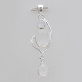 Rainbow Moonstone Silver Drop Pendants