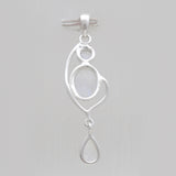 Rainbow Moonstone Silver Drop Pendants