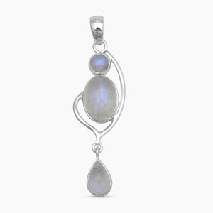 Rainbow Moonstone Silver Drop Pendants