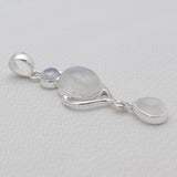 Rainbow Moonstone Silver Drop Pendants