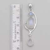 Rainbow Moonstone Silver Drop Pendants
