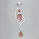 Rainbow Moonstone Silver Drop Pendants