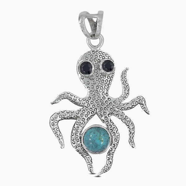 Black Star Octopus Silver Pendants
