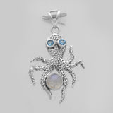 Black Star Octopus Silver Pendants