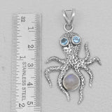 Black Star Octopus Silver Pendants