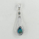 Chrysocolla, Blue Topaz Silver Pendant