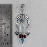 Natural Labradorite Silver Pendant