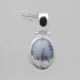 Dendritic Opal & Black Onyx Silver Pendants