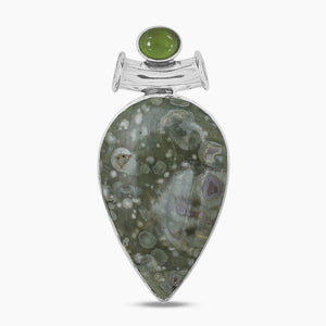 Rainforest Jasper & Idocrase Silver Pendants