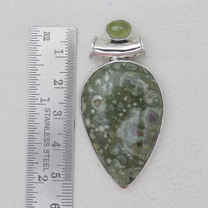 Rainforest Jasper & Idocrase Silver Pendants