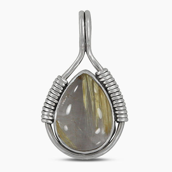 925 Silver Rutilated Quartz Pendants