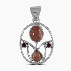925 Sterling Silver Rhodochrosite Pendants
