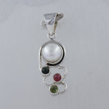 Pearl, Multi Tourmaline Gemstone Pendant