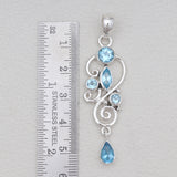925 Sterling Silver Blue Topaz Drop Pendants